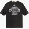 Dsquared2 Loose Fit Black T-shirt With Spray-dyed Finish And Bold Print In Black