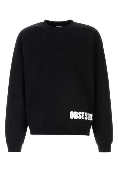 DSQUARED2 MEN BLACK CREWNECK LOGO SWEATSHIRT, M LUXURY SWEATSHIRTS & HOODIES FOR MEN DARVEYS