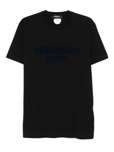 DSQUARED2 BLACK CREWNECK LOGO T-SHIRT