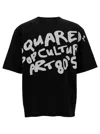 DSQUARED2 BLACK CREWNECK T-SHIRT WITH '80S CONTRASTING LOGO PRINT IN COTTON MAN