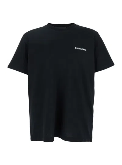 Dsquared2 Black Crewneck T-shirt With Lettering Logo