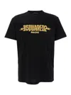 Dsquared2 Black Crewneck T-shirt With Logo Print On The Front In Cotton Man In Black