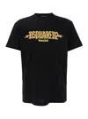 Dsquared2 Black Crewneck T-shirt With Logo Print On The Front In Cotton Man In Black