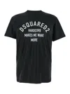 Dsquared2 Black Crewneck T-shirt With Logo Printed On The Front In Cotton Man In Black