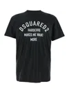 Dsquared2 Black Crewneck T-shirt With Logo Printed On The Front In Cotton Man In Multicolor
