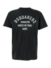 Dsquared2 Black Crewneck T-shirt With Logo Printed On The Front In Cotton Man In Nero