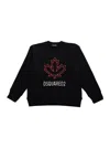 Dsquared2 Black Crewneck T-shirt With Maxi Logo Print On The Front In Cotton Boy In Black