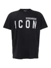 Dsquared2 Black Crewneck T-shirt With Maxi Logo Print On The Front In Cotton Man In Black