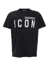 Dsquared2 Black Crewneck T-shirt With Maxi Logo Print On The Front In Cotton Man In Black