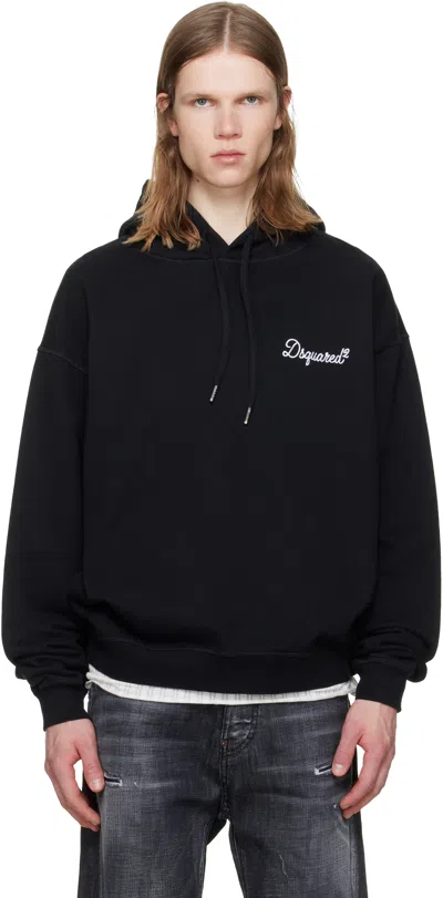 Dsquared2 Black D2 Signature Relax Fit Hoodie