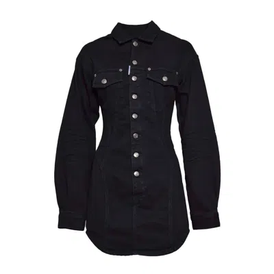 Dsquared2 Logo-patch Shirt Dress In Black