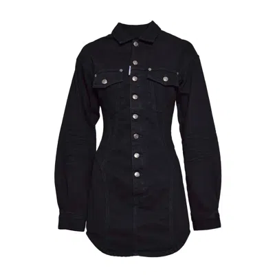 Dsquared2 Black Denim Bull Sexy Shape Short Dress