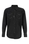 Dsquared2 Button-down Black Shirt With Textured Fabric