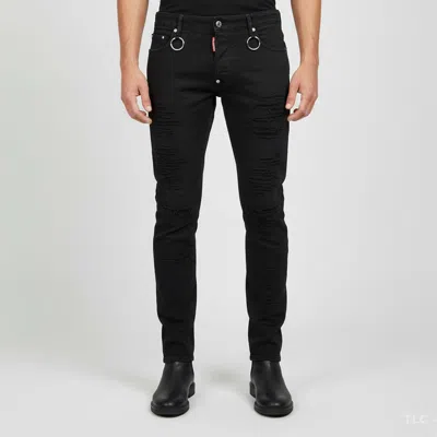 Pre-owned Dsquared2 Black Denim Distressed Jeans Xxl / Waist 37"