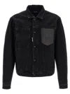 Dsquared2 Black Jacket With Classic Collar And Embossed Logo On The Front In Denim Man In Black