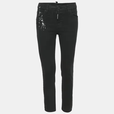 Pre-owned Dsquared2 Black Denim Splash Print Cool Girl Jeans Xs Waist 28"