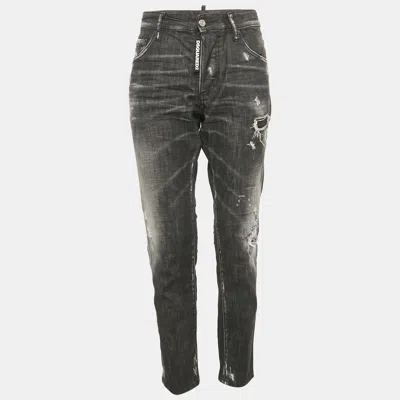 Dsquared2 Black Distressed Denim Dan Jeans S Waist 30"