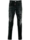 Dsquared2 Long Crotch Relax Denims With Distressed Detail In Black