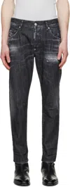 Dsquared2 Black Distressed Stretch Jeans In Black