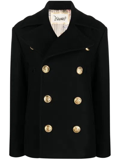 DSQUARED2 WOMEN BLACK DOUBLE-BREASTED BLAZER