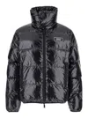 Dsquared2 Black Down Jacket With Logo Patch On The Front In Tech Fabric Man