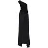 Dsquared2 One Shoulder Viscose Crepe Long Dress In Black
