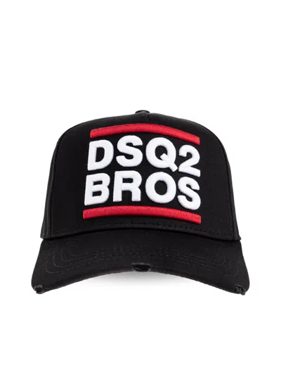 Dsquared2 Black Dsq2 Bros Logo Cotton Baseball Cap