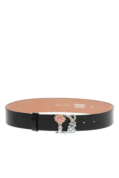 Dsquared2 Black Embellished Casual Belt