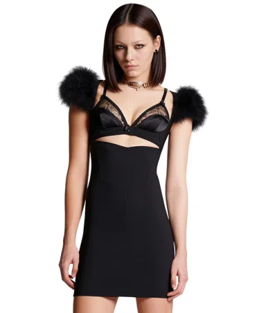 Dsquared2 Black Embellished V Neck Mini Dress