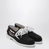 Dsquared2 D2 X Magliano Black Loafers With Logo Patch On The Side And Front Laces In Cotton Man In Black