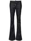 Dsquared2 Black Flared Stretch Cotton Jeans With Mid-rise And Distressed Effect In Black
