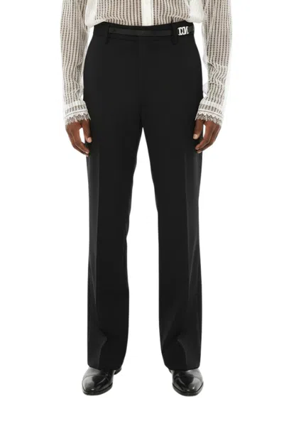 Dsquared2 Black Flat Front Pants In Multi