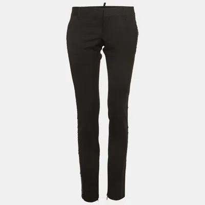 Pre-owned Dsquared2 Black Gabardine Sequin Detail Trousers M