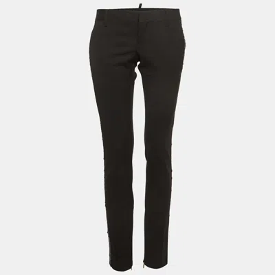 Dsquared2 Black Gabardine Sequin Detail Trousers In Multi
