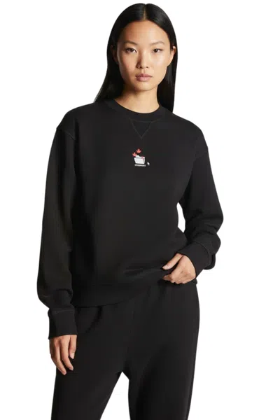 Dsquared2 Black Graphic Crew Neck Sweatshirt