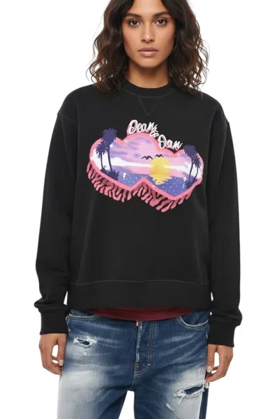 Dsquared2 Graphic-print Cotton Sweatshirt In Black
