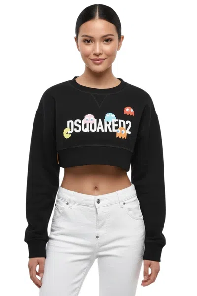 Dsquared2 Black Graphic Crew Neck Sweatshirt