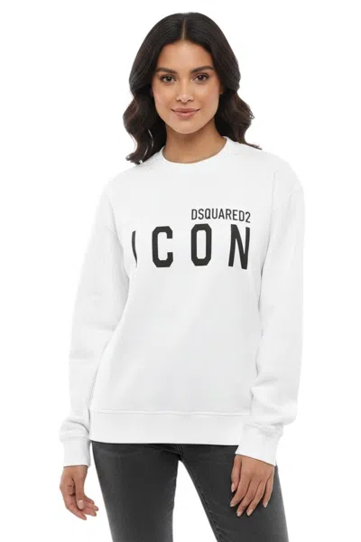 Dsquared2 Black Graphic Crew Neck Sweatshirt In White
