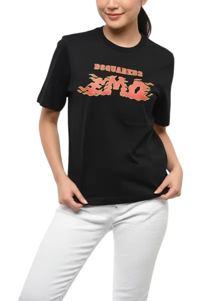 Dsquared2 Black Graphic Crew Neck T-shirt