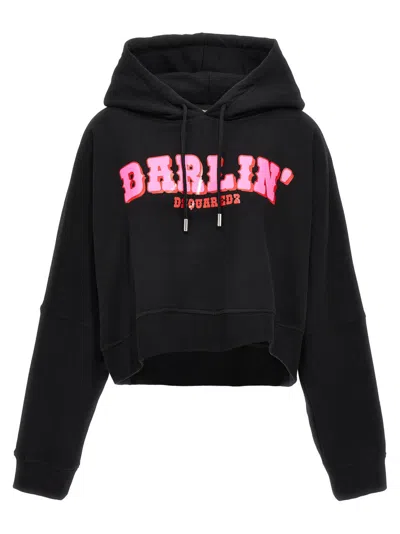 Dsquared2 Black Graphic Hood Sweatshirt