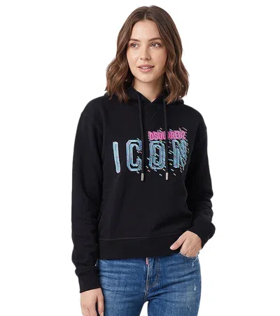 Dsquared2 Black Graphic Hood Sweatshirts