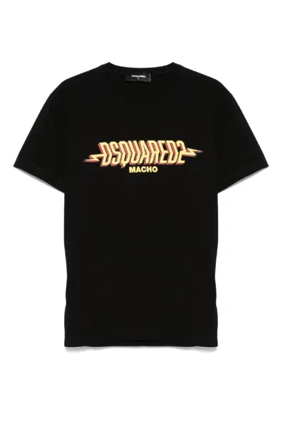 Dsquared2 Black Graphic Print T-shirt With Relaxed Fit