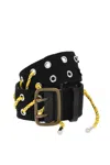 Dsquared2 Black Grommet Solid Casual Belt In Multi