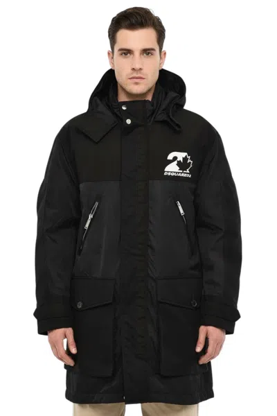 Dsquared2 Black Hood Parka Jacket