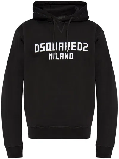 Dsquared2 Black Hoodie In Multicolor
