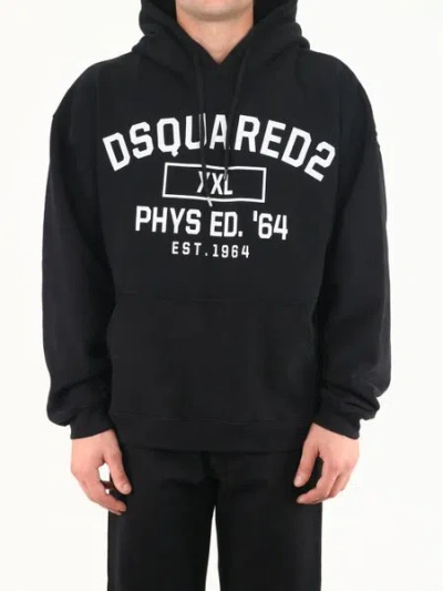 Dsquared2 Black Hoodie With Contrasting Print For Men | Fw21 Collection