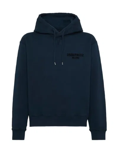 DSQUARED2 BLACK HOODIE WITH DRAWSTRING HOOD