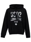 DSQUARED2 BLACK HOODIE WITH LOGO PRINT IN COTTON MAN