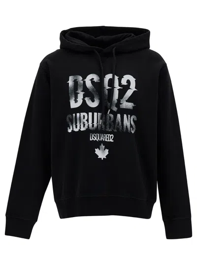 Dsquared2 Logo-print Cotton Hoodie In Negro