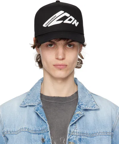Dsquared2 Black Icon New Generation Baseball Cap In Black+white